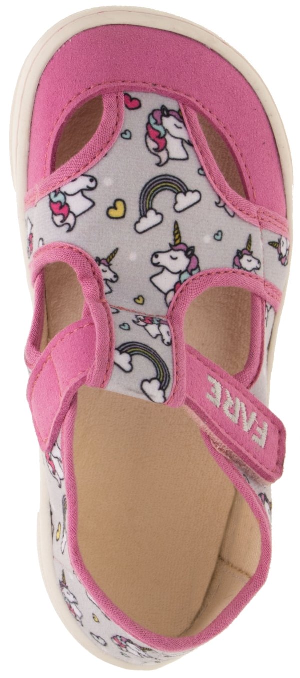 FARE MID-WIDE dětské papuče na suchý zip růžové