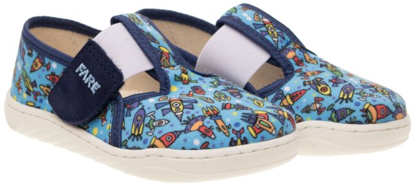 FARE MID-WIDE dětské papuče na suchý zip modré