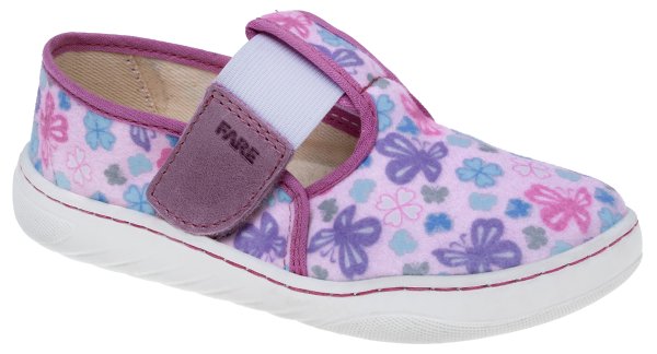 FARE MID-WIDE dětské papuče na suchý zip růžové