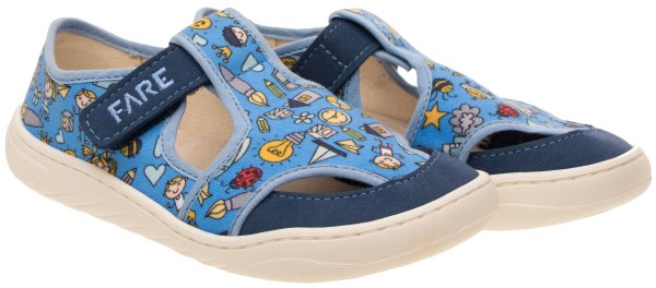 FARE MID-WIDE dětské papuče na suchý zip modré