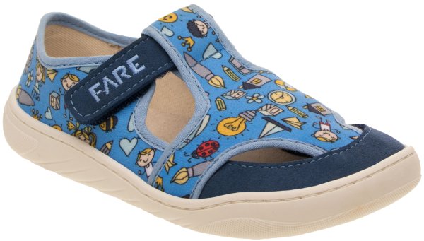 FARE MID-WIDE dětské papuče na suchý zip modré