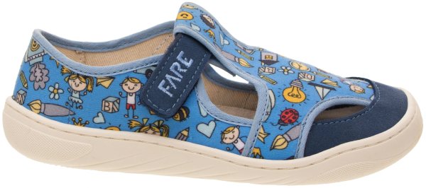 FARE MID-WIDE dětské papuče na suchý zip modré