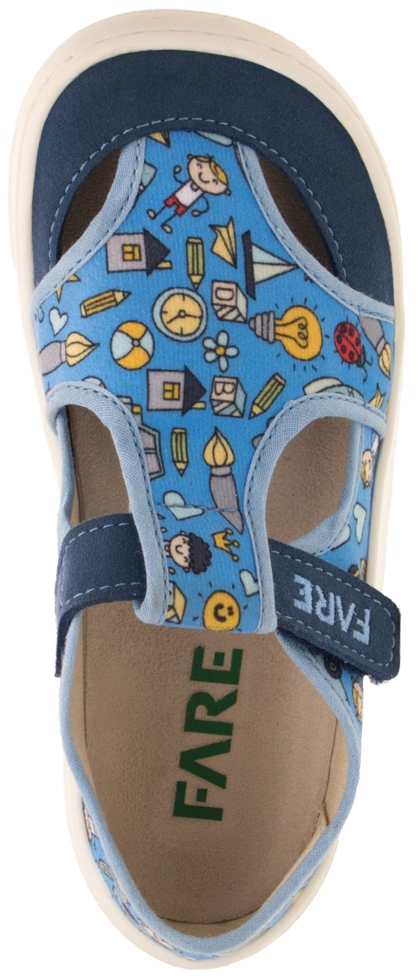 FARE MID-WIDE dětské papuče na suchý zip modré