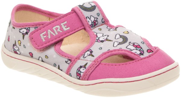 FARE MID-WIDE dětské papuče na suchý zip růžové