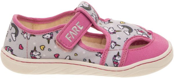 FARE MID-WIDE dětské papuče na suchý zip růžové