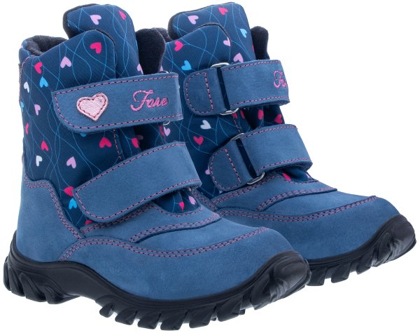 FARE KLASIK POLARIS dětské zimní nepromokavé boty modro-růžové