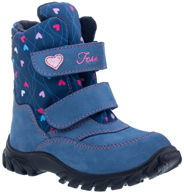 FARE KLASIK POLARIS dětské zimní nepromokavé boty modro-růžové