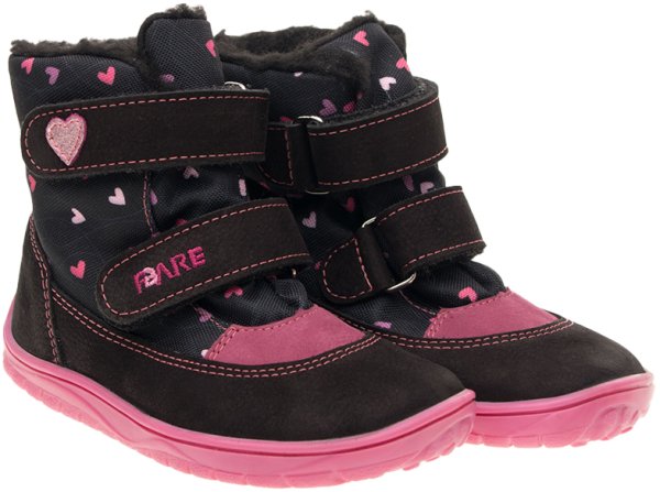 FARE BARE FINKY dětské zimní nepromokavé boty černo-růžové