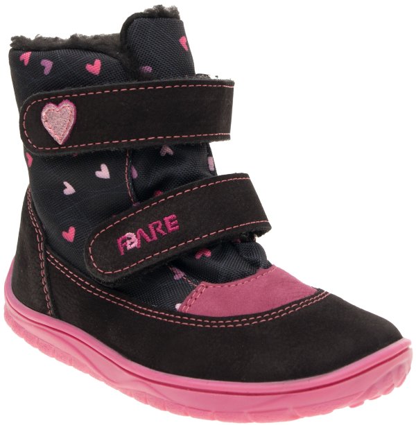 FARE BARE FINKY dětské zimní nepromokavé boty černo-růžové