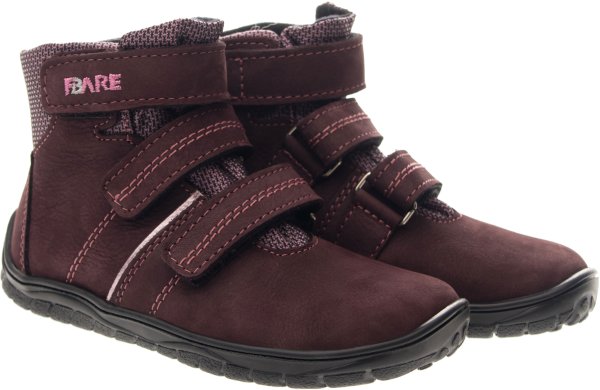 FARE BARE FJORDKY dětské celoroční nepromokavé kotníkové boty vínové