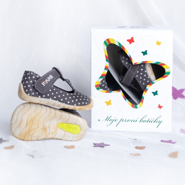 FARE FIRST ECONOMIC dětské sandálky šedé hvězdičky