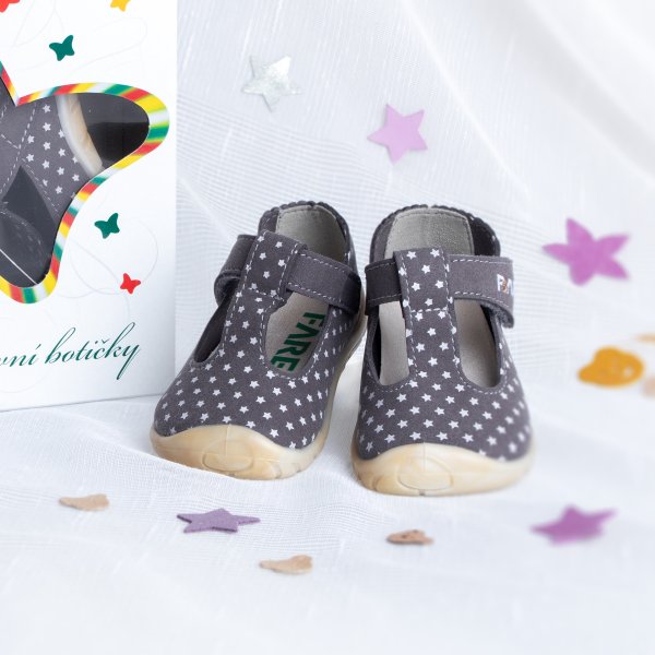 FARE FIRST ECONOMIC dětské sandálky šedé hvězdičky