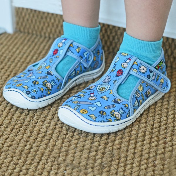 FARE BARE dětské papuče na suchý zip modré