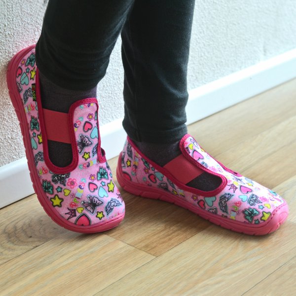 FARE BARE dětské papuče na gumičku růžové