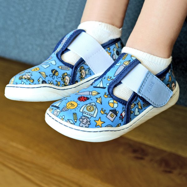 FARE MID-WIDE dětské papuče na suchý zip modré