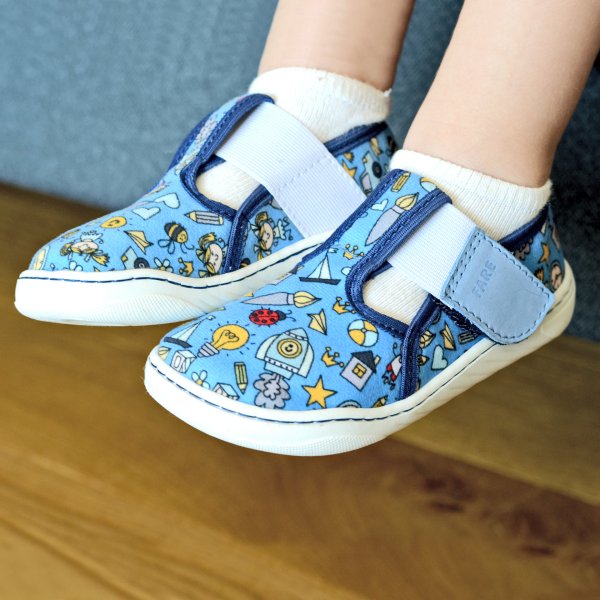 FARE MID-WIDE dětské papuče na suchý zip modré