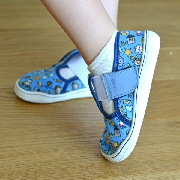 FARE MID-WIDE dětské papuče na suchý zip modré