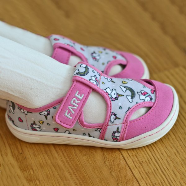 FARE MID-WIDE dětské papuče na suchý zip růžové