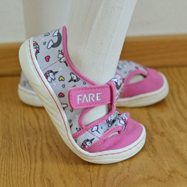 FARE MID-WIDE dětské papuče na suchý zip růžové