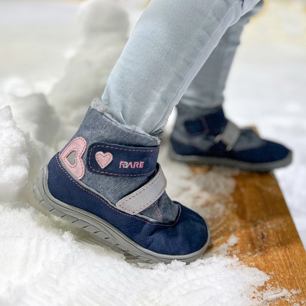 FARE BARE BJORNKY dětské zimní nepromokavé boty modro-růžové