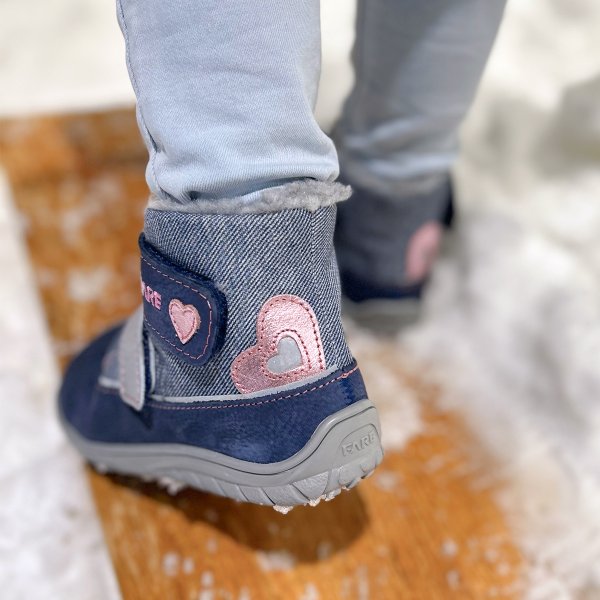 FARE BARE BJORNKY kid’s winter waterproof shoes blue-pink