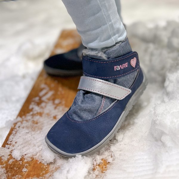 FARE BARE BJORNKY kid’s winter waterproof shoes blue-pink