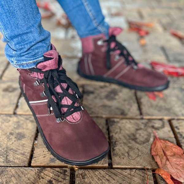 FARE BARE FJORDKY celoroční nepromokavé kotníkové boty vínové