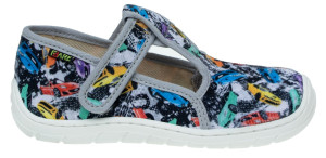 FARE BARE dětské papuče na suchý zip šedé